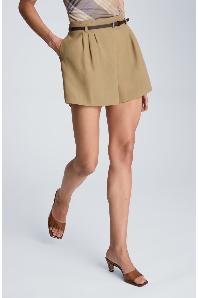 Belted High Waist Shorts, Alternate, color, MOSS TAUPE