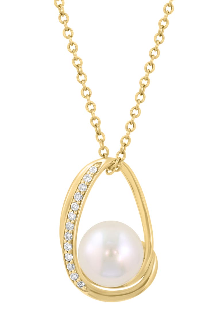 Freshwater Pearl & Diamond Pendant Necklace, Main, color, WHITE