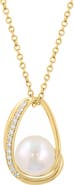 EFFY Freshwater Pearl & Diamond Pendant Necklace
