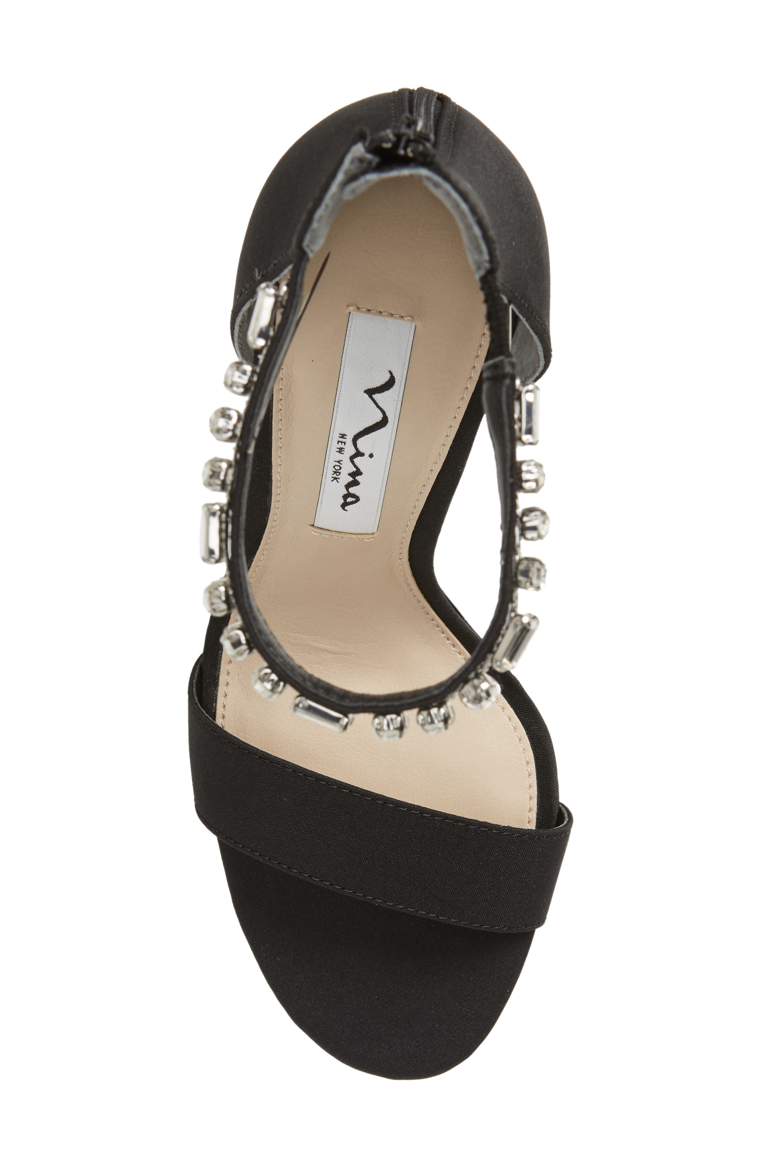 Deena Embellished Sandal, Alternate, color, BLACK MATTE SATIN