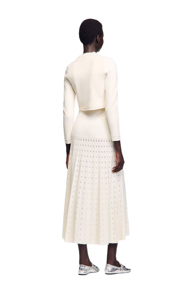 SANDRO Cropped cardigan with pearl buttons, Alternate, color, 