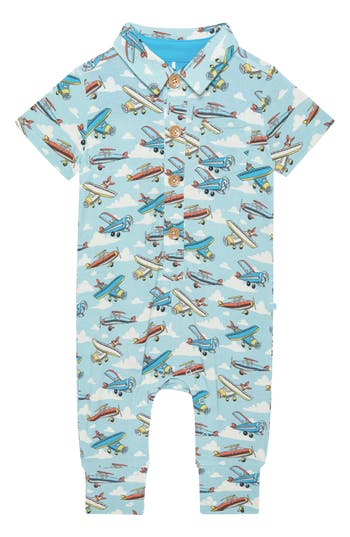 Posh Peanut Planes Zip Footie In Blue
