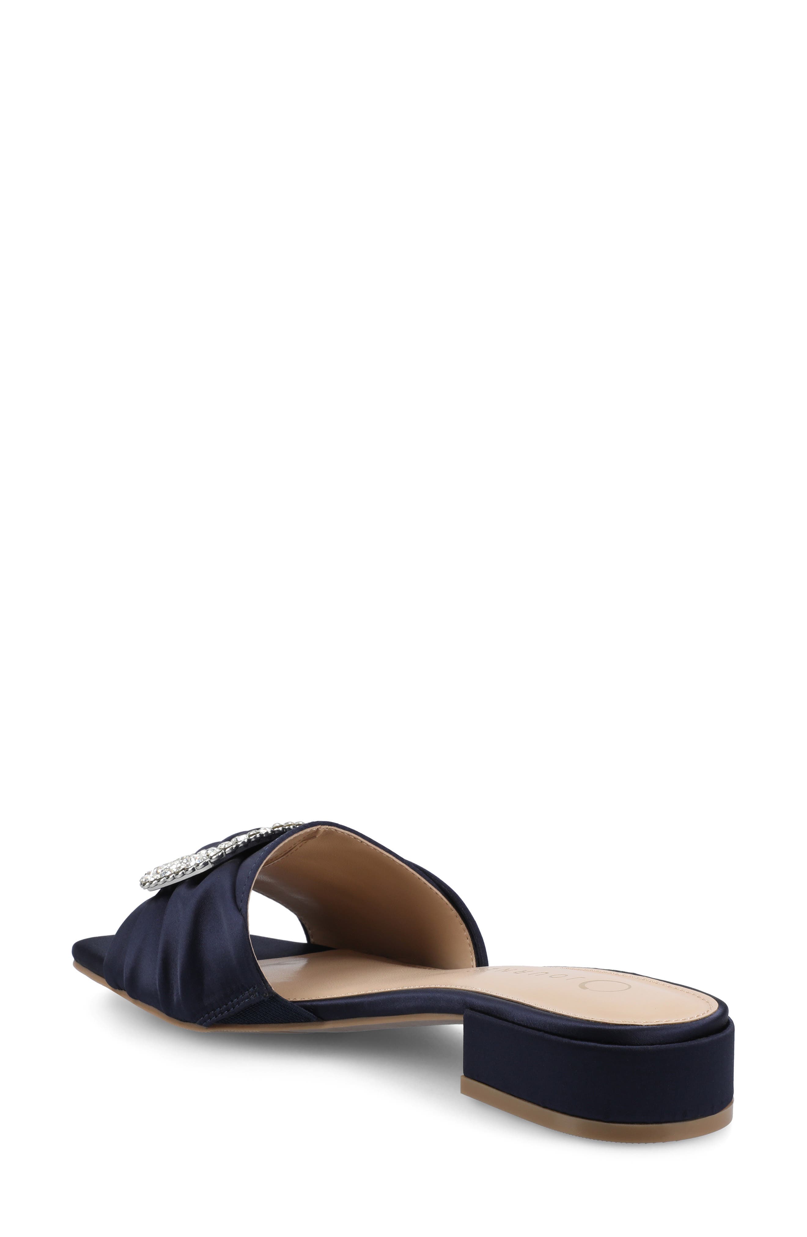 Flavia Rhinestone Buckle Slide Sandal, Alternate, color, NAVY