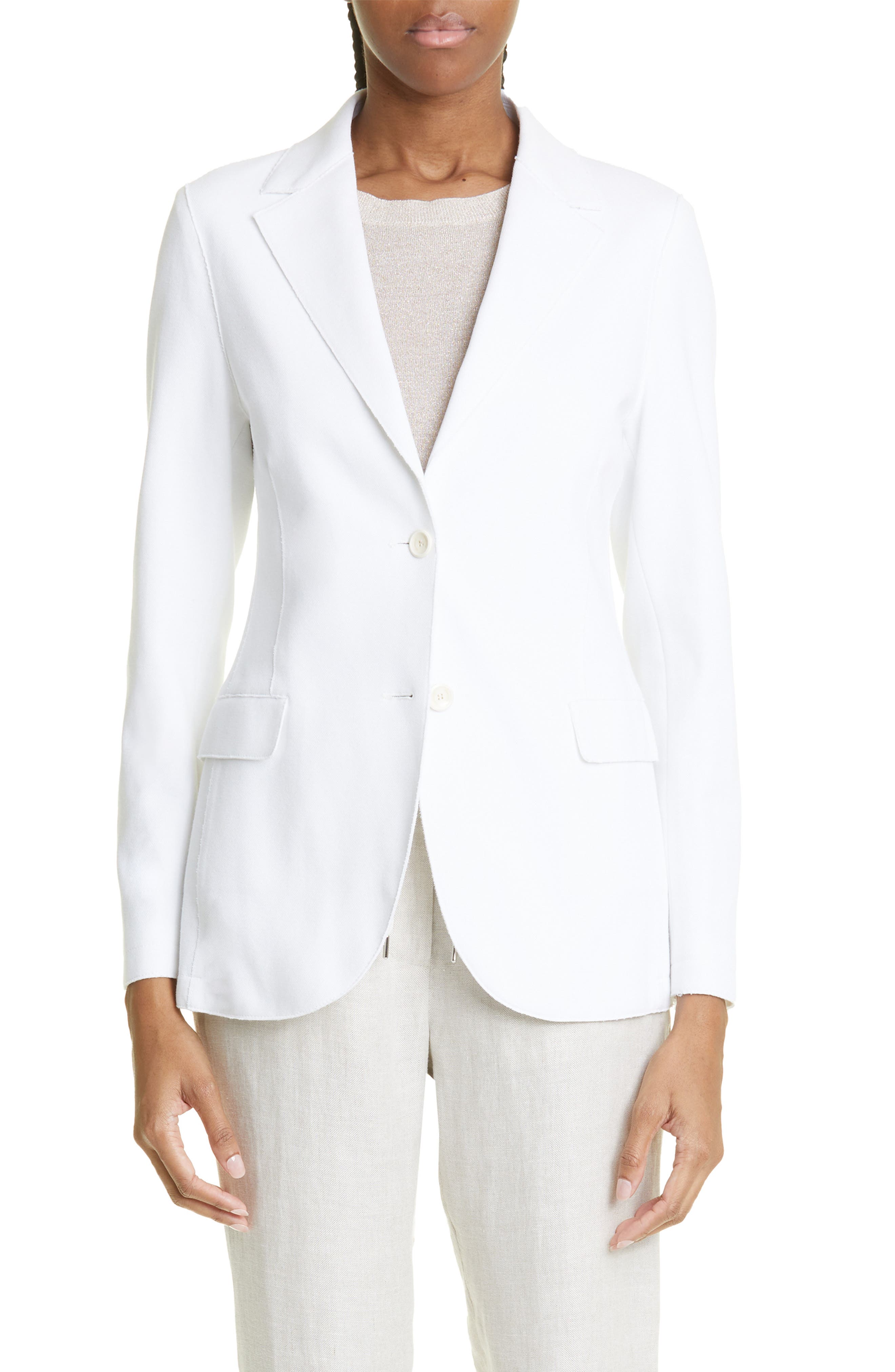 Single Breasted Cotton Blend Blazer