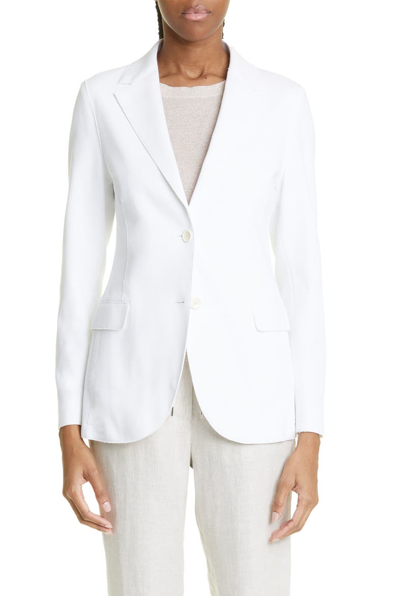 Single Breasted Cotton Blend Blazer, Main, color, 00 - WHITE