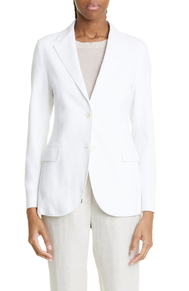 Eleventy Single Breasted Cotton Blend Blazer, Main, color, 00 - White