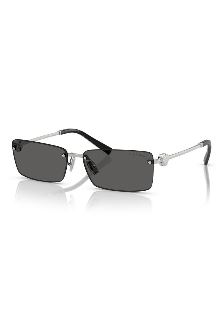 60mm Rectangular Sunglasses, Alternate, color, SILVER