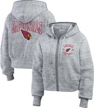 WEAR by Erin Andrews Women's WEAR by Erin Andrews Heather Gray Arizona Cardinals Speckled Fleece Cropped Full-Zip Hoodie