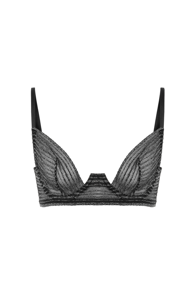 Silvery Bra - Lace Underwire Demi Bra, Alternate, color, Black