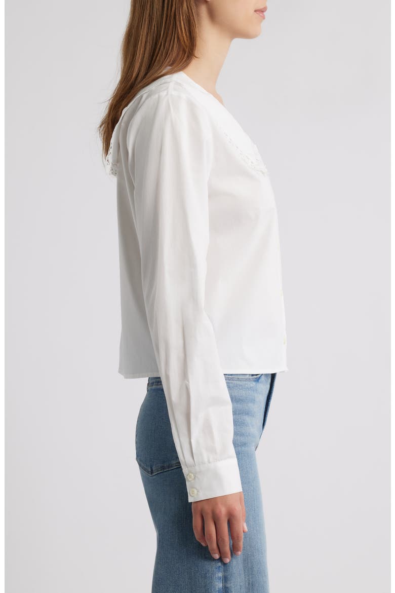 The Charm Sailor Collar Cotton Poplin Button-Up Shirt, Alternate, color, WHITE