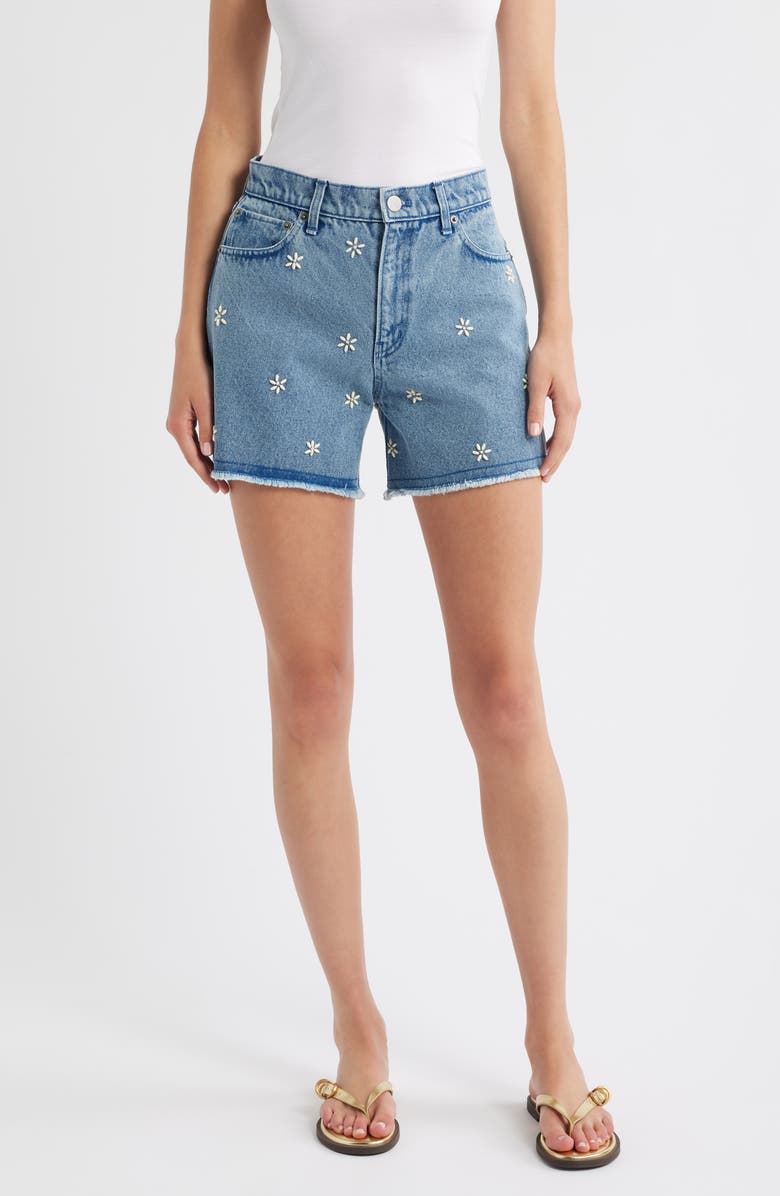 rag & bone Embellished Cutoff Denim Shorts, Main, color, Blue Embellished