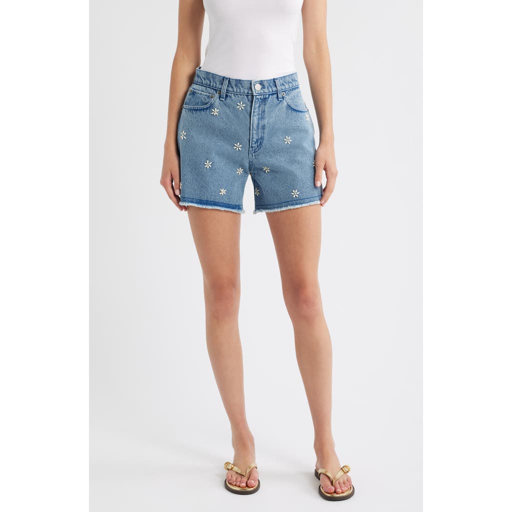 Rag & Bone Aspen Embellished Denim Shorts Blue Embellished