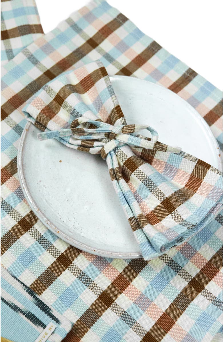 Archive New York Handwoven Classic Plaid Cotton Napkins, Set of 4, Alternate, color, Brown