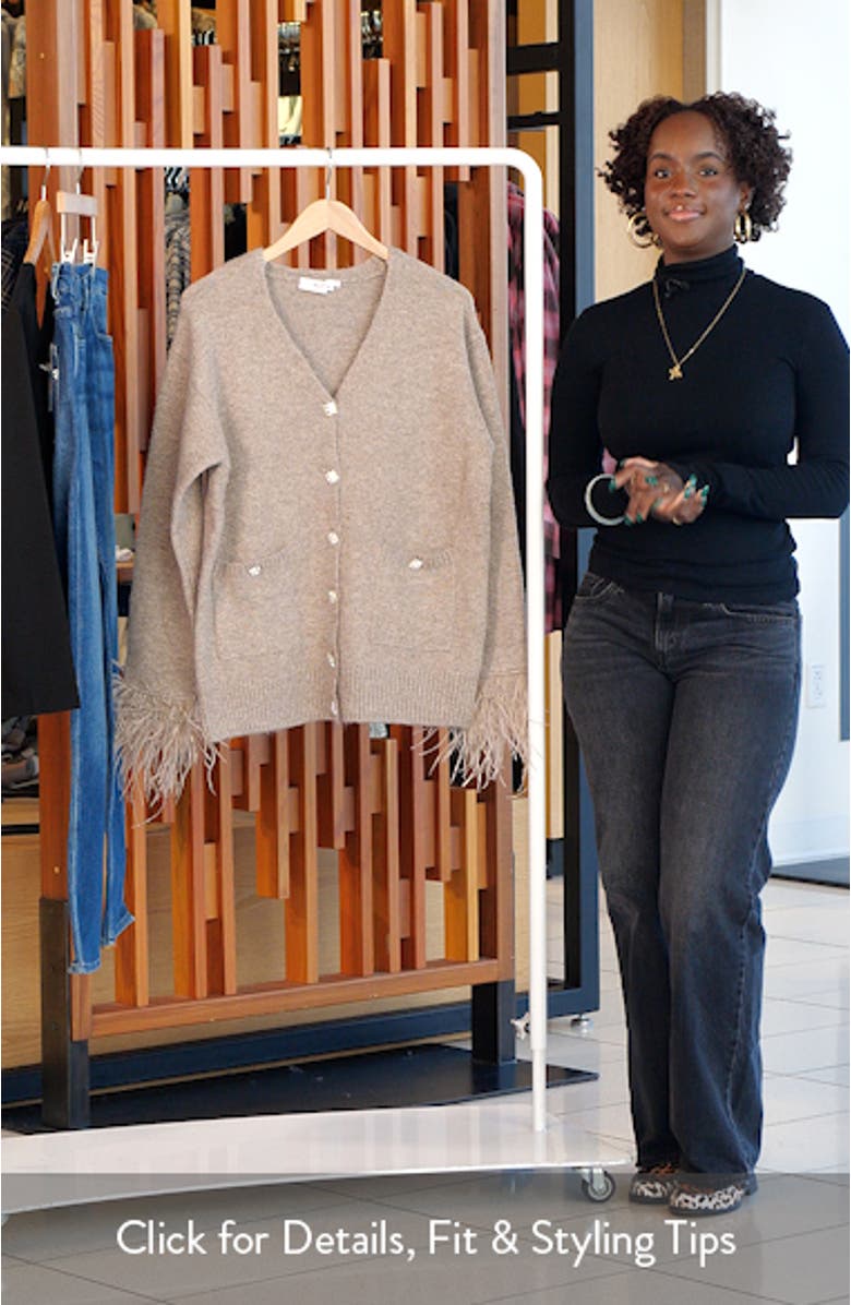 Grie Crystal Embellished & Feather Trim Cardigan, sales video thumbnail