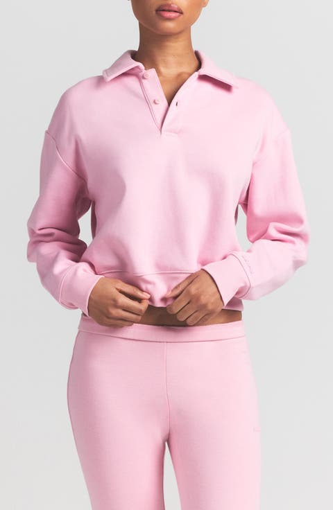 Cotton Fleece Blend Polo Sweatshirt (Regular & Plus)