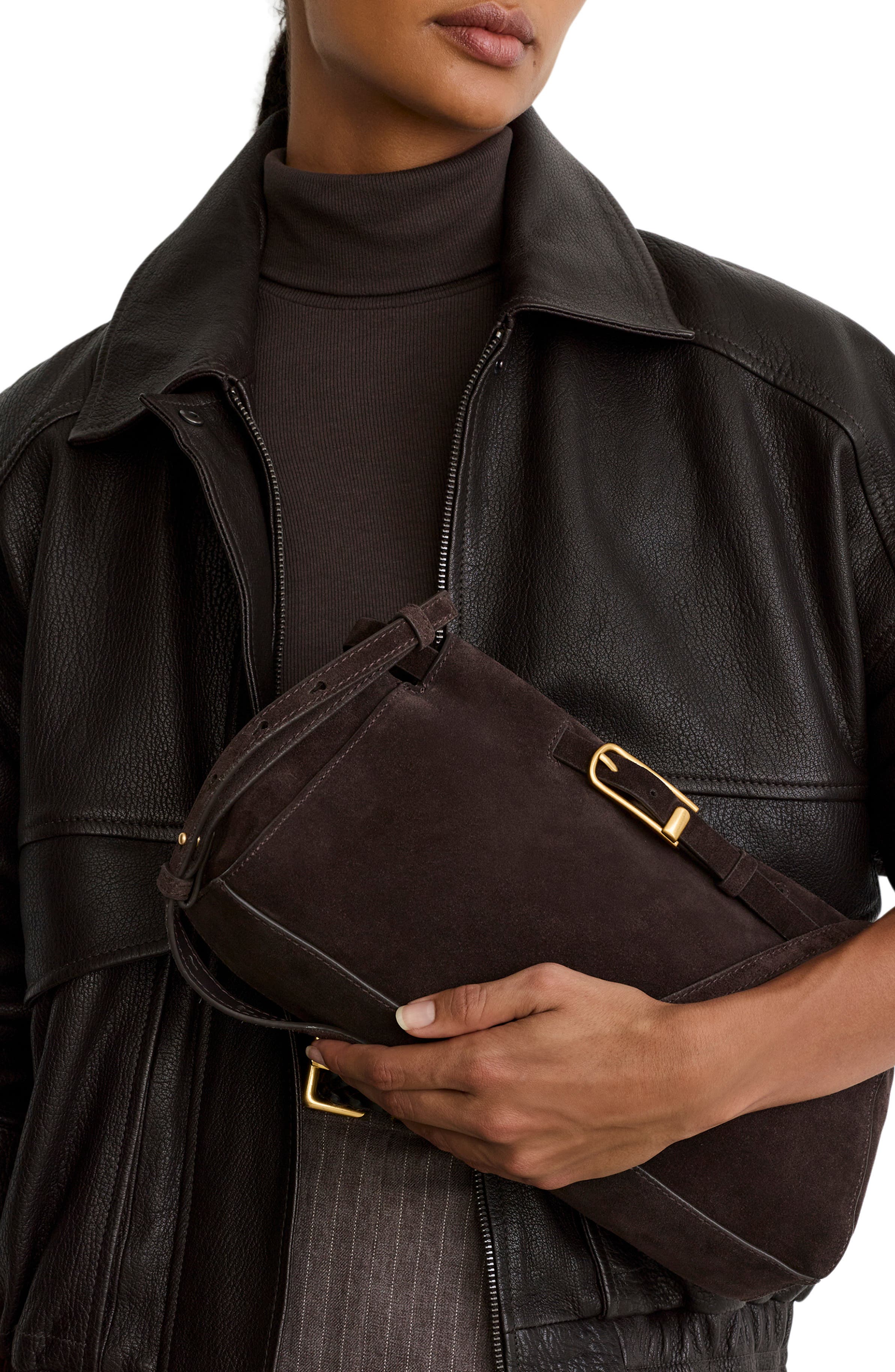 Oriana Leather Hobo Shoulder Bag, Main, color, CHOCOLATE