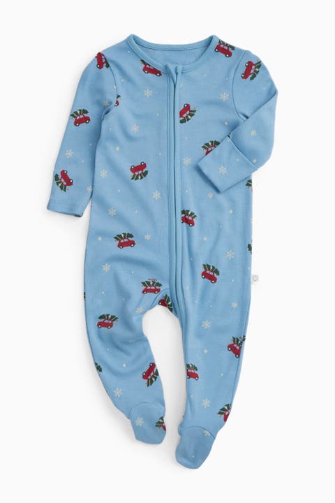 Snowy Car Two Way Zip-Up Sleepsuit (Baby)