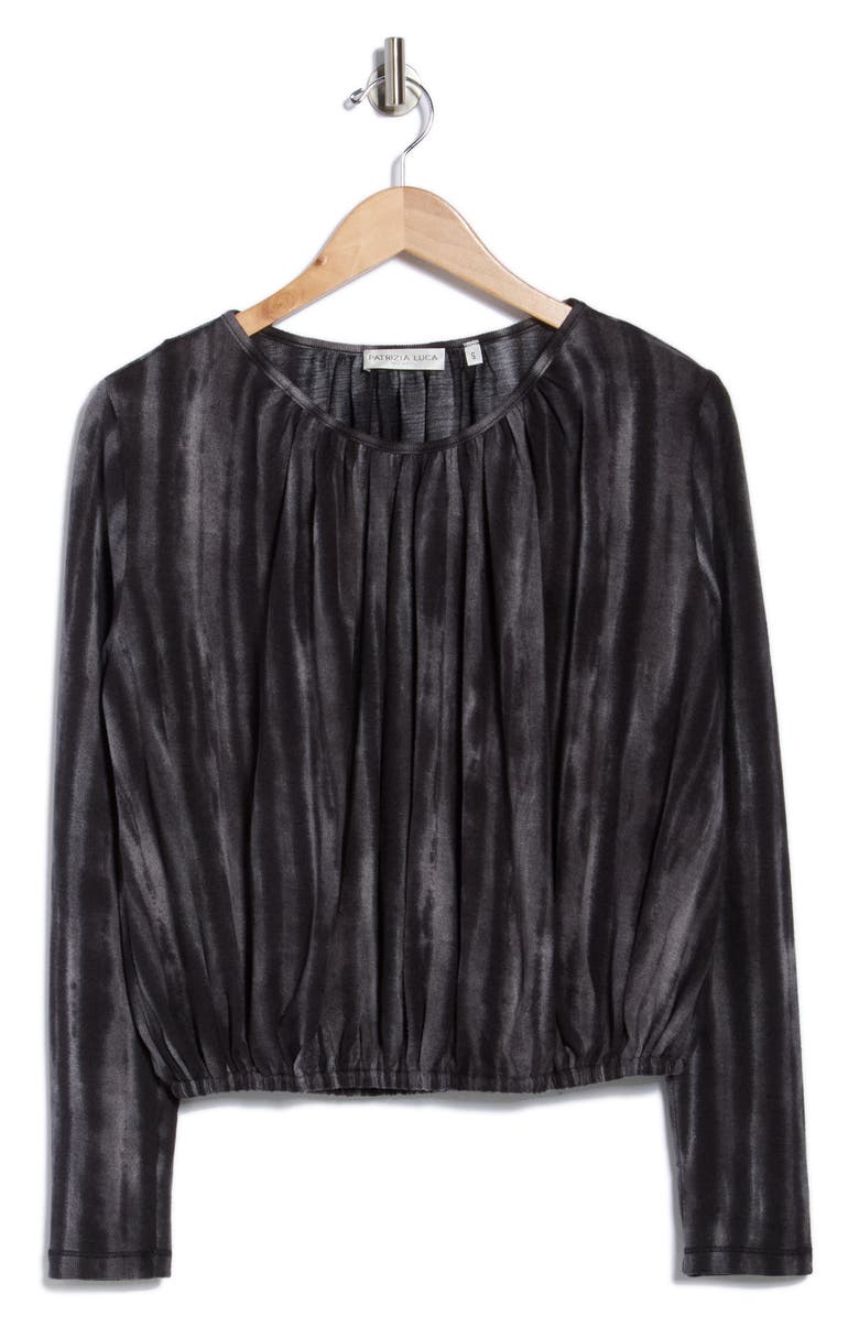 PATRIZIA LUCA Print Ruched Top, Alternate, color, Charcoal