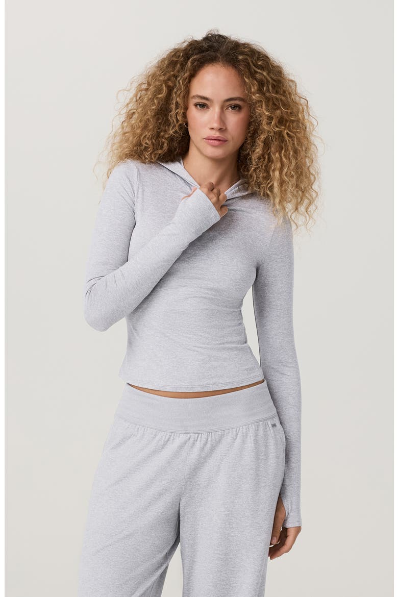 Halo Fitted Hoodie, Alternate, color, PALE GREY HEATHER