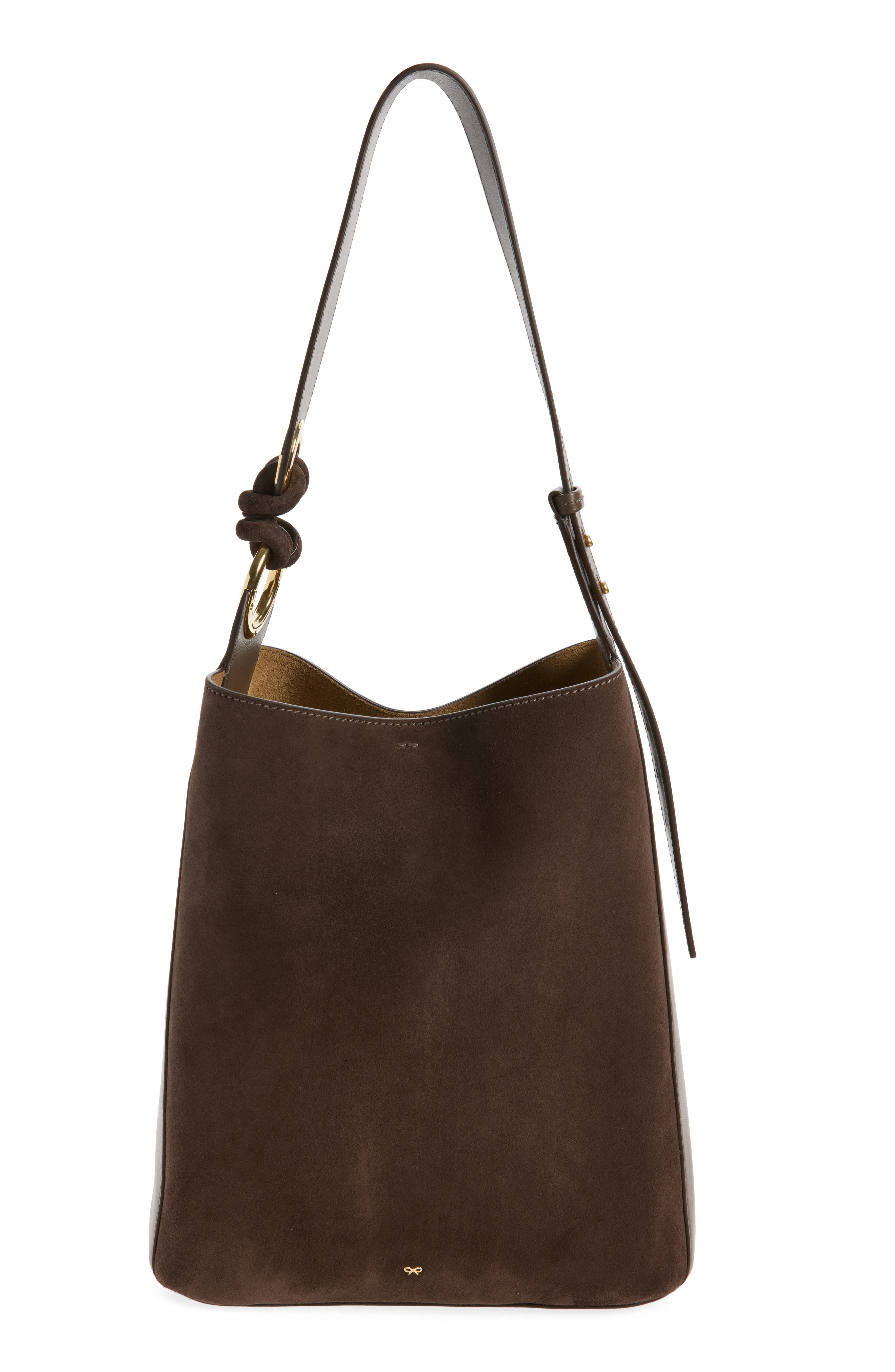 Ringo Suede North/South Shoulder Bag, Alternate, color, TRUFFLE