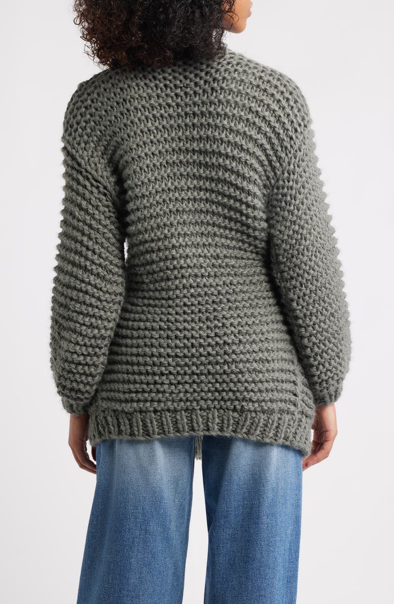 Roffe Accessories Chunky Belted Cardigan, Alternate, color, Sage