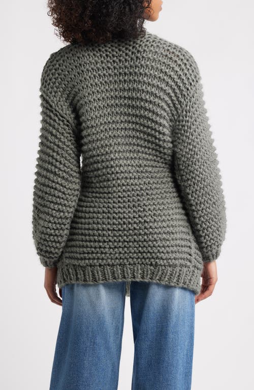 Roffe Accessories Chunky Belted Cardigan In Gray