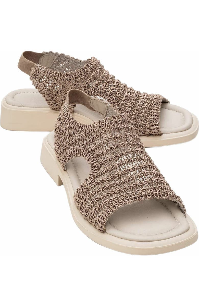 Forever & Always Shoes Weave Leather Woven Sandal, Main, color, Dark Beige Leather