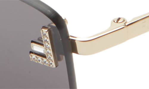 Fendi First Rimless Rectangular Sunglasses In Gold/smoke