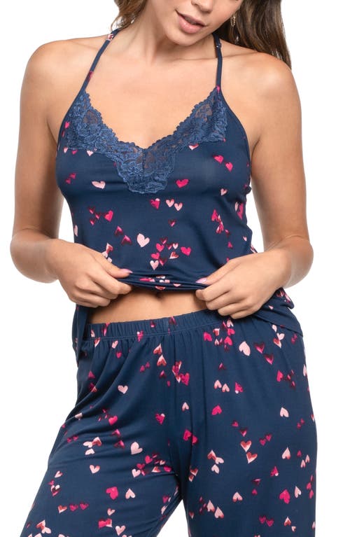 In Bloom By Jonquil Lace Trim Heart Long Pajamas In Blue