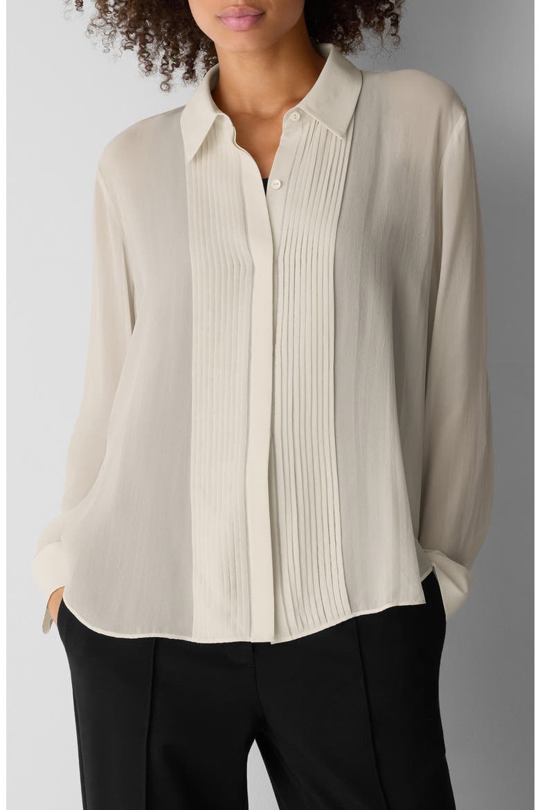 Pintucked Silk Shirt, Main, color, PLASTER