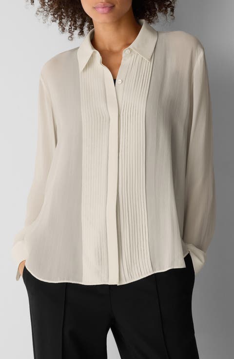 Pintucked Silk Shirt