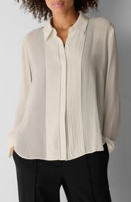 Eileen Fisher Pintucked Silk Shirt