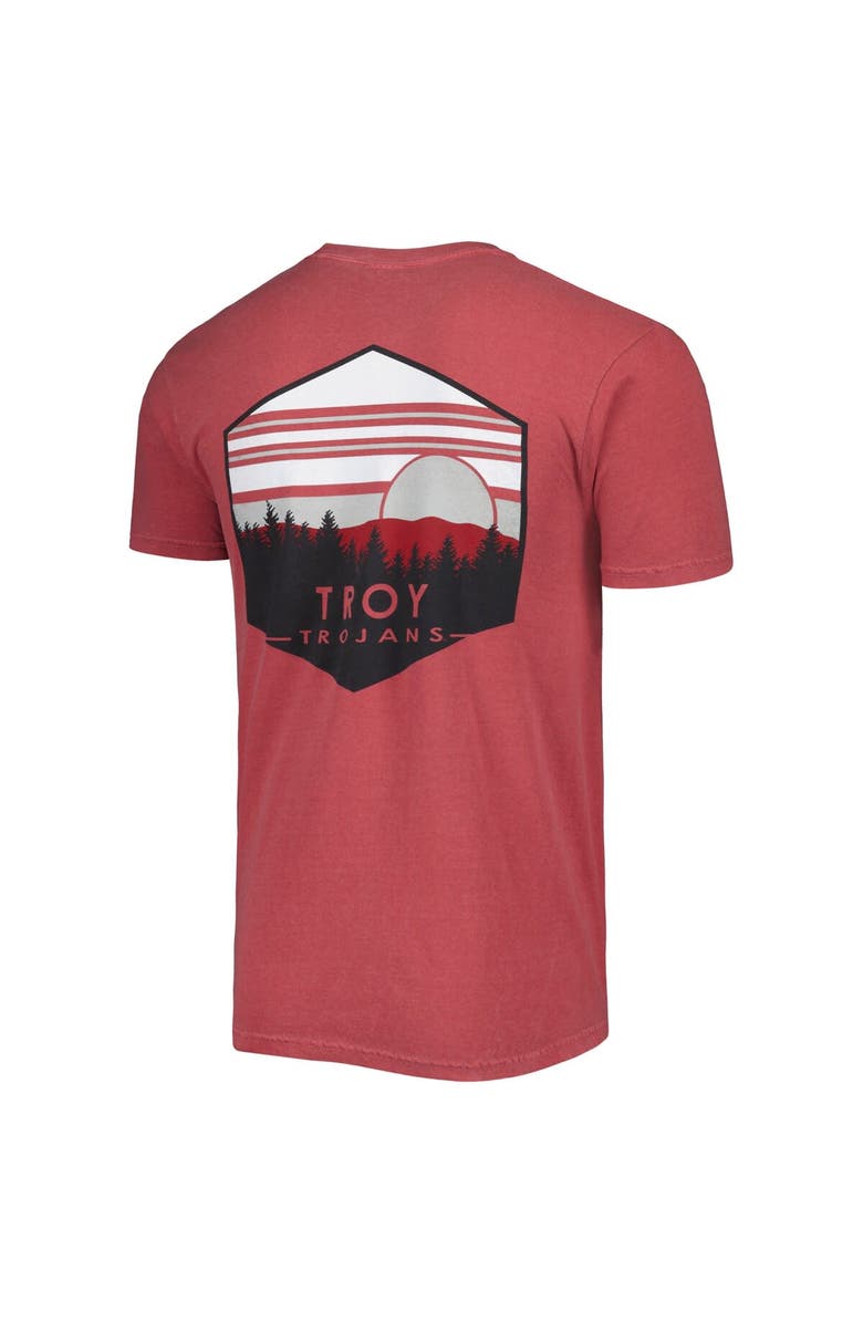 IMAGE ONE Men's Crimson Troy University Trojans Landscape Shield T-Shirt, Alternate, color,