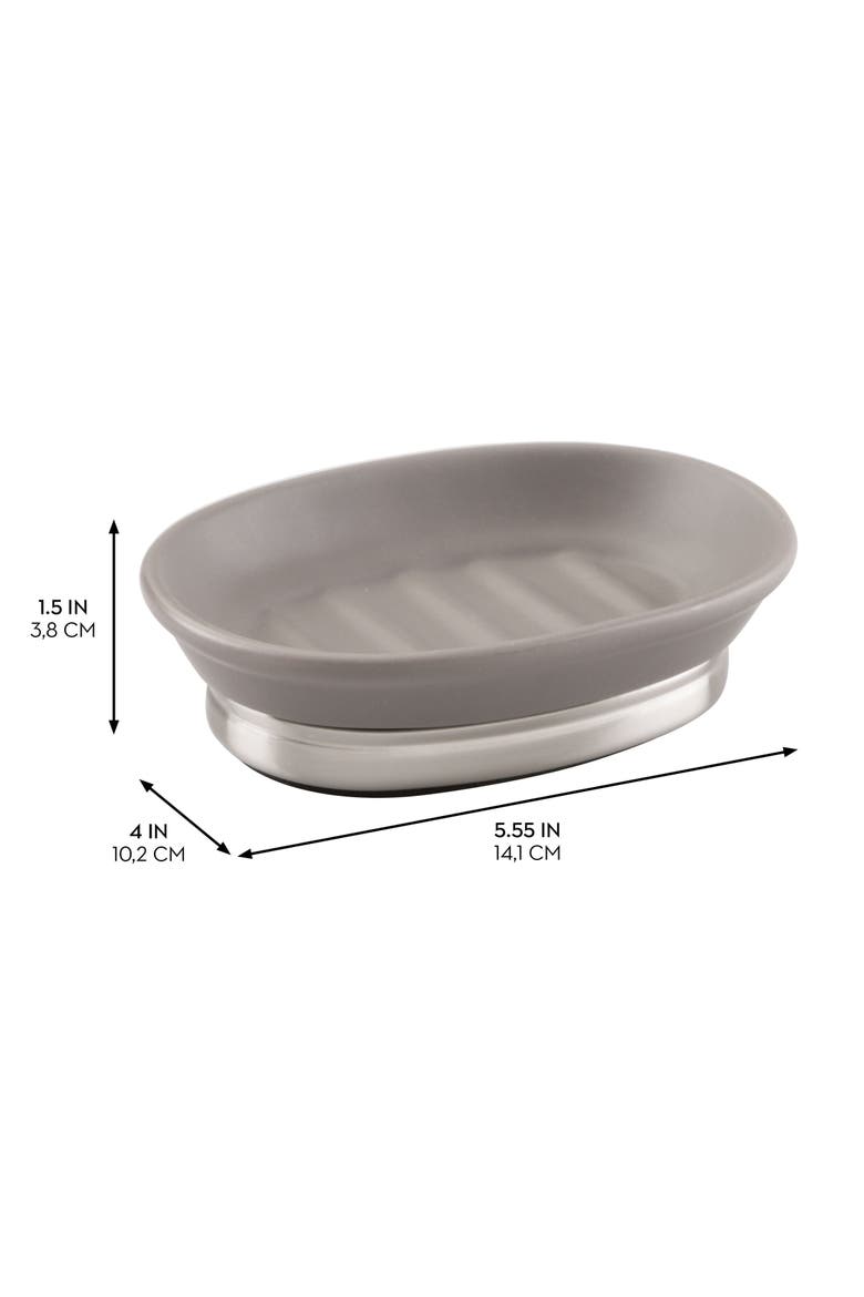 Ceramic Soap Dish for Bathroom Sink - Matte Gray/Brushed, Alternate, color, Matte Gray/Brushed