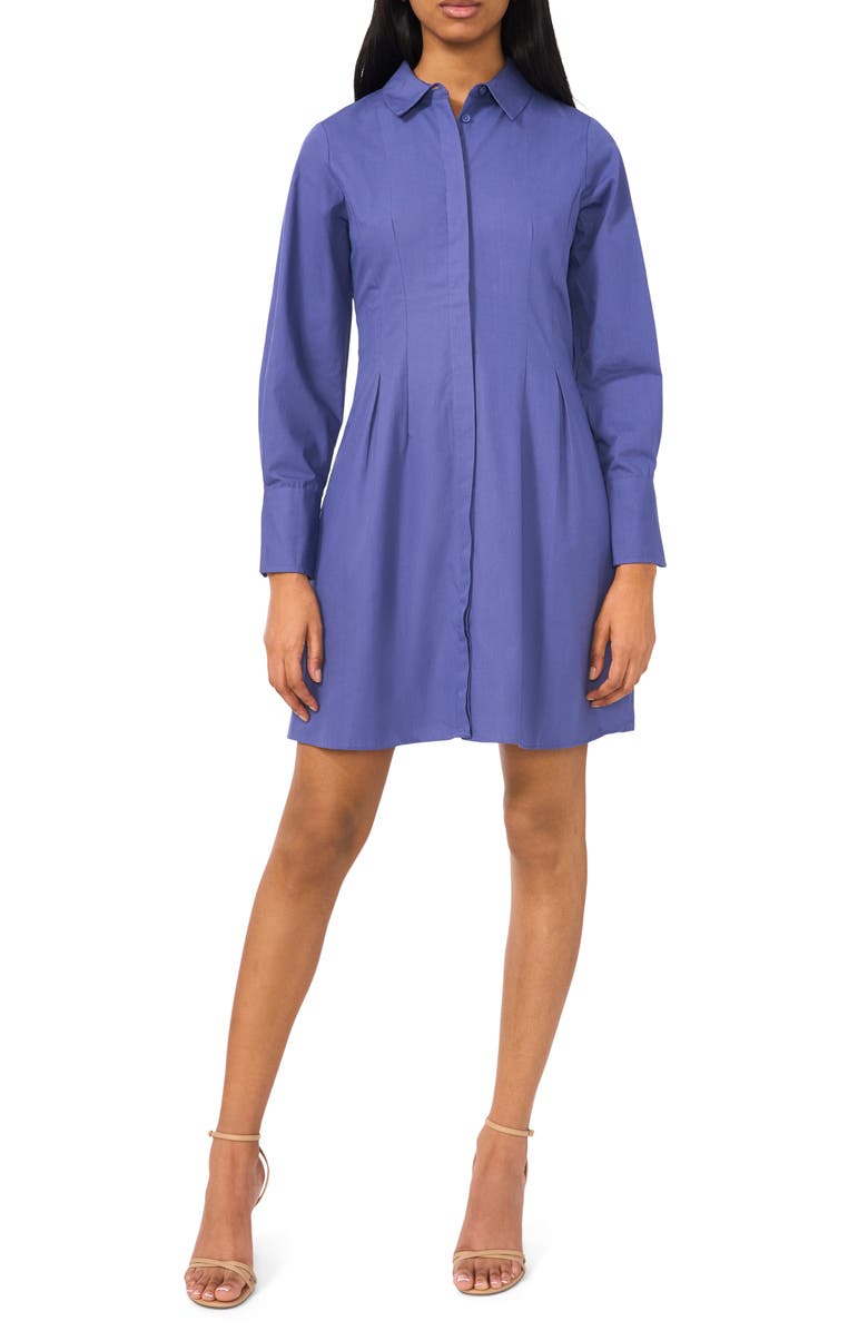 Halogen<sup>®</sup> Long Sleeve Cotton Fit & Flare Shirtdress, Main, color, Indigo