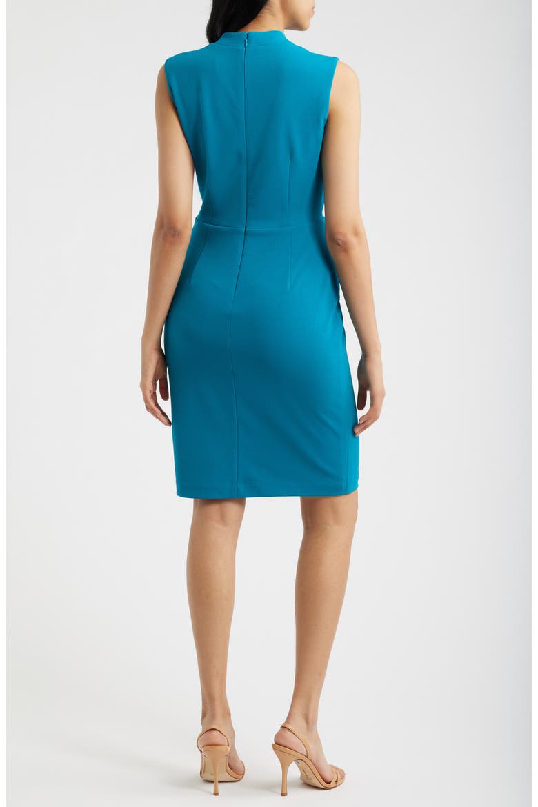 Twist Front Sheath Dress, Alternate, color, TEAL