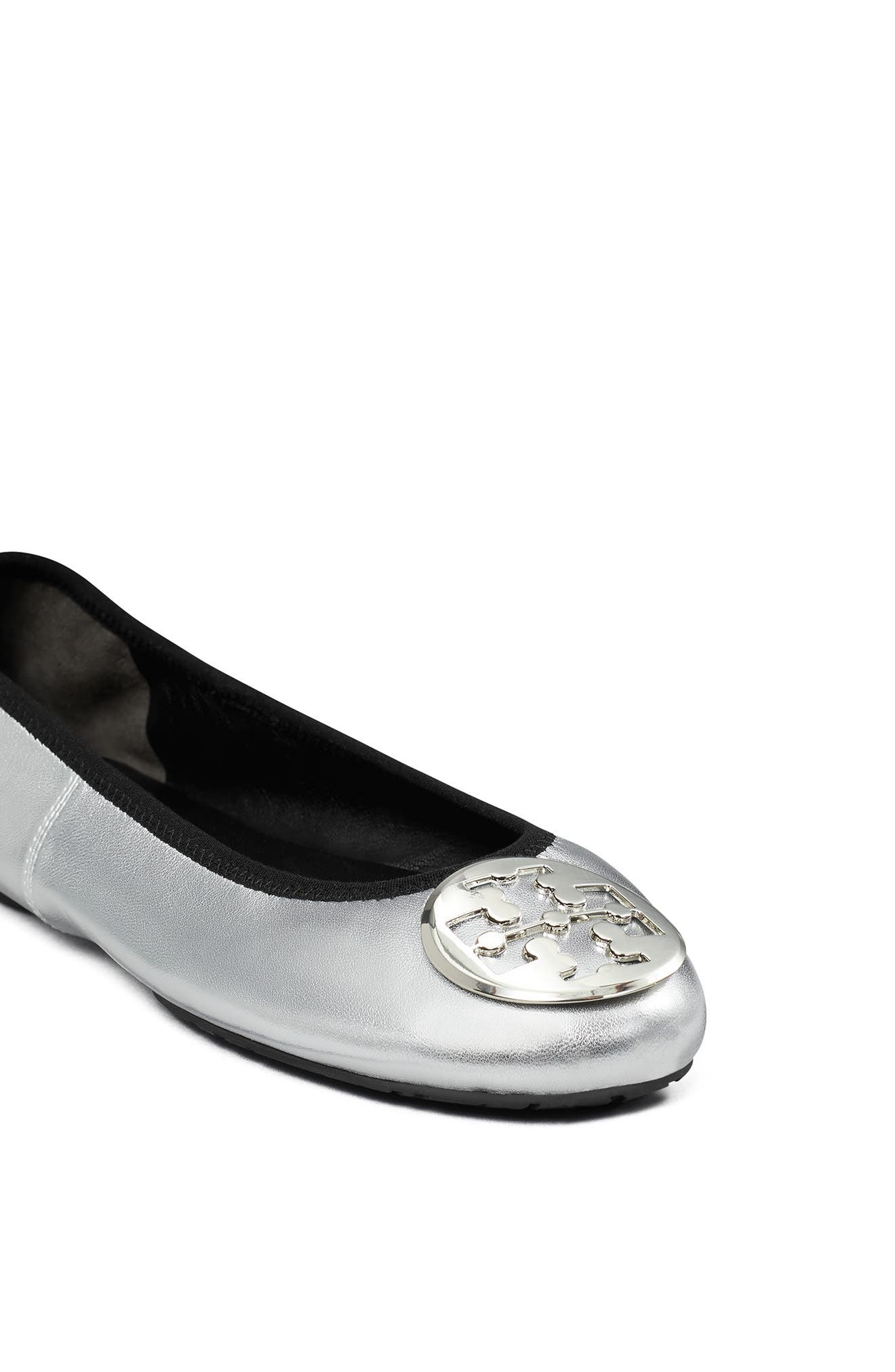 Reva Travel Ballet Flat, Alternate, color, SILVER / SILVER
