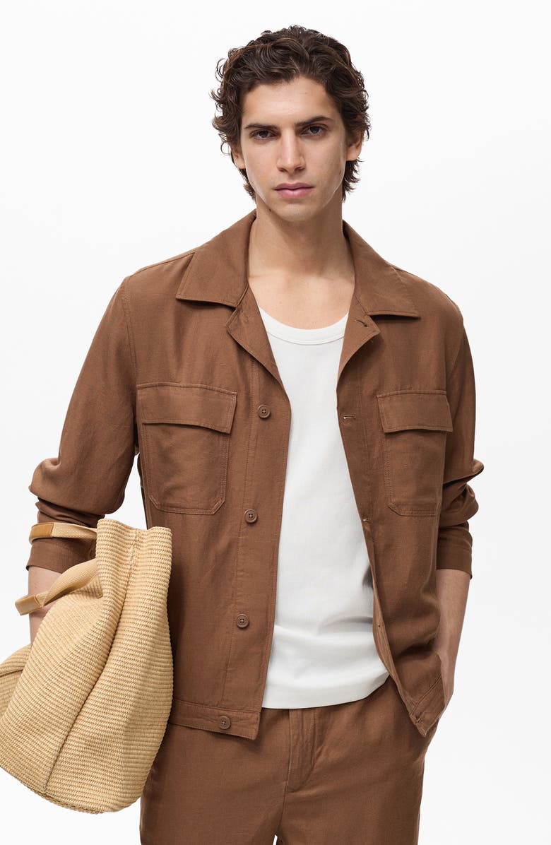 MANGO Camp Collar Lyocell & Linen Shirt-Jacket, Alternate, color, 