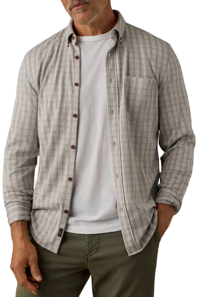 Coastline Knit Button-Down Shirt, Main, color, SAND ISLE CHECK
