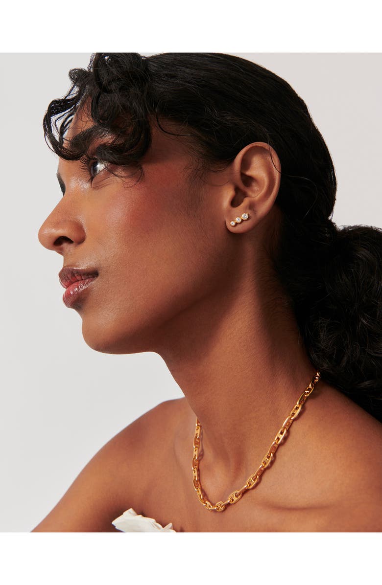 Missoma Triple Cubic Zirconia Stud Earrings, Alternate, color, Gold