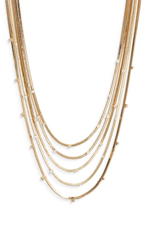 Cubic Zirconia Station Layered Necklace