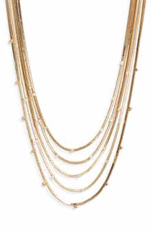 Cubic Zirconia Station Layered Necklace