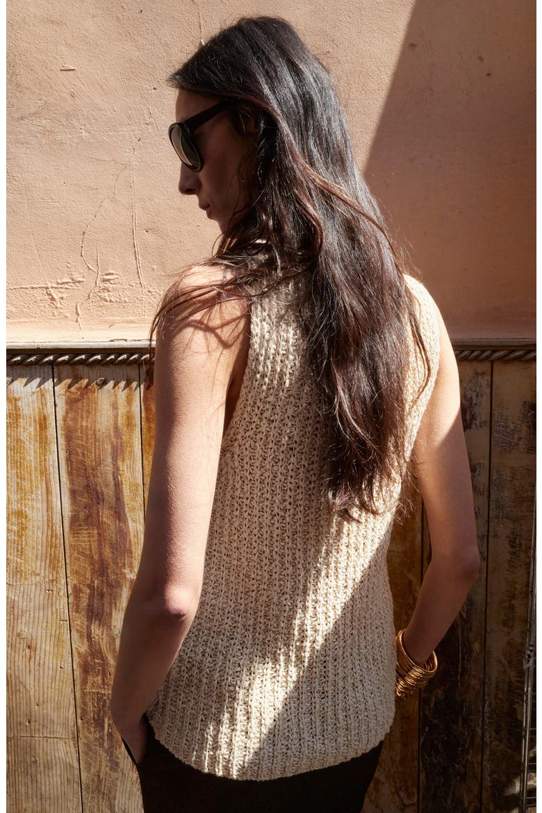 Open Stitch Cotton Tank, Alternate, color, SAND