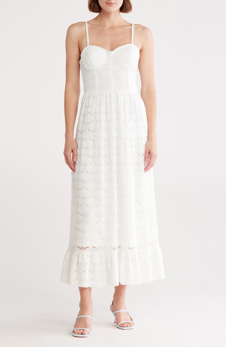 NSR Lace Bustier Midi Dress, Main, color, White