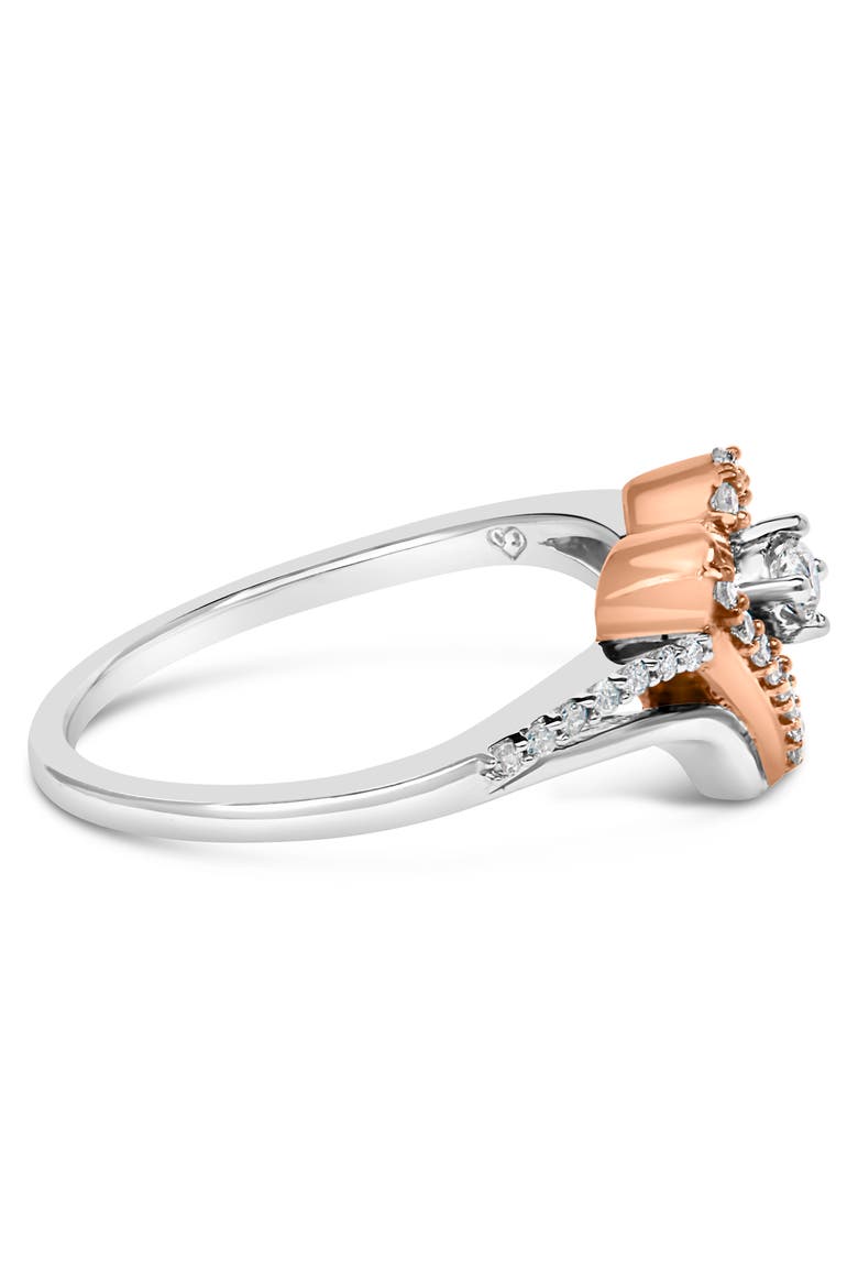 10K Rose Gold Plated Silver 1/5 Cttw Diamond Open Heart Promise Ring, Alternate, color, White Gold over Silver
