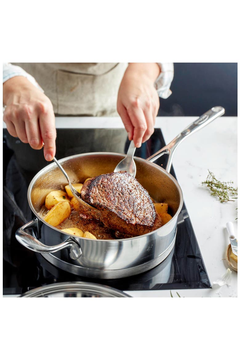 Atlantis 5-Quart Stainless Steel Sauté Pan With Helper Handle & Lid, Alternate, color, STAINLESS STEEL