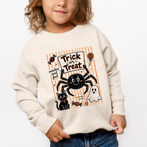 Trick or Treat Spider Stripes Toddler Graphic Sweatshirt