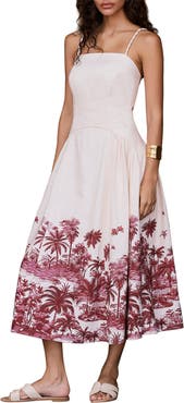 MINT VELVET Palm Print Midi Dress