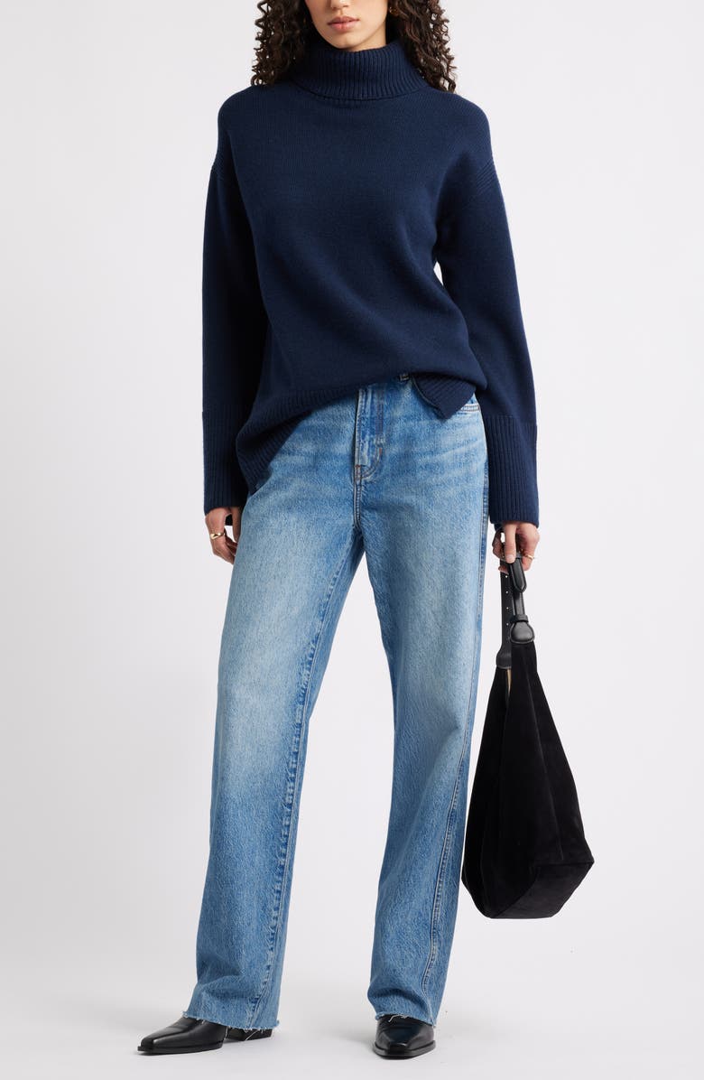 Nordstrom Wool & Cashmere Turtleneck Sweater, Alternate, color, Navy Night