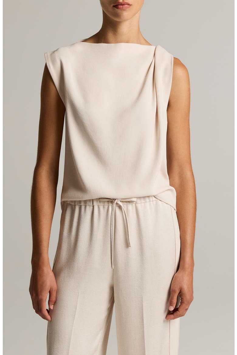 Draped Shoulder Sleeveless Blouse, Main, color, BLUSH CLOUD